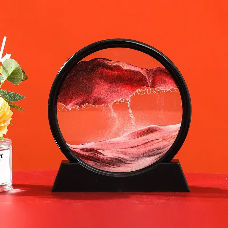 3D Moving Sand Art Picture Quicksand Craft Round Glass Deep Sea Sandscape Hourglass Flowing Sand Painting Luxury Home Decor Gift