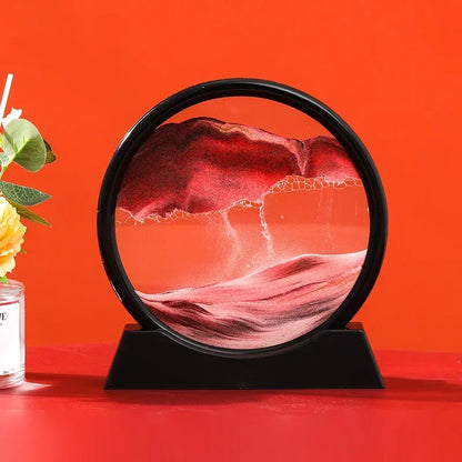 3D Moving Sand Art Picture Quicksand Craft Round Glass Deep Sea Sandscape Hourglass Flowing Sand Painting Luxury Home Decor Gift