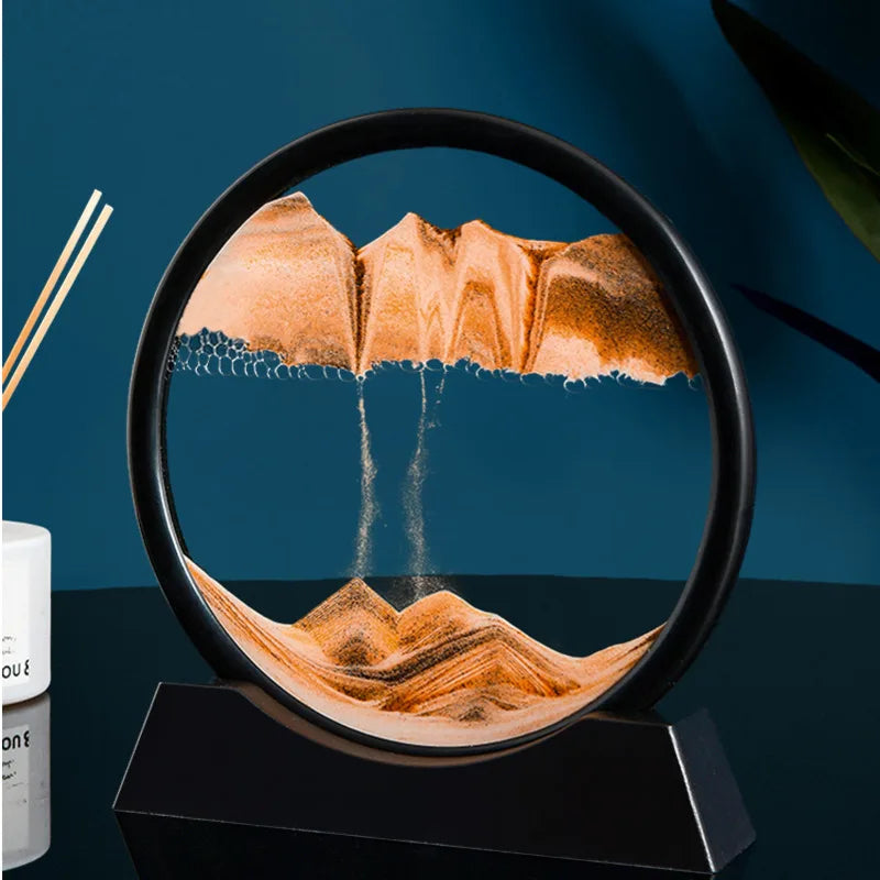 3D Moving Sand Art Picture Quicksand Craft Round Glass Deep Sea Sandscape Hourglass Flowing Sand Painting Luxury Home Decor Gift