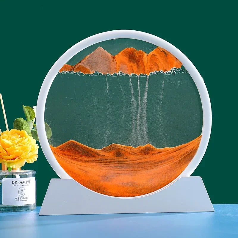 3D Moving Sand Art Picture Quicksand Craft Round Glass Deep Sea Sandscape Hourglass Flowing Sand Painting Luxury Home Decor Gift