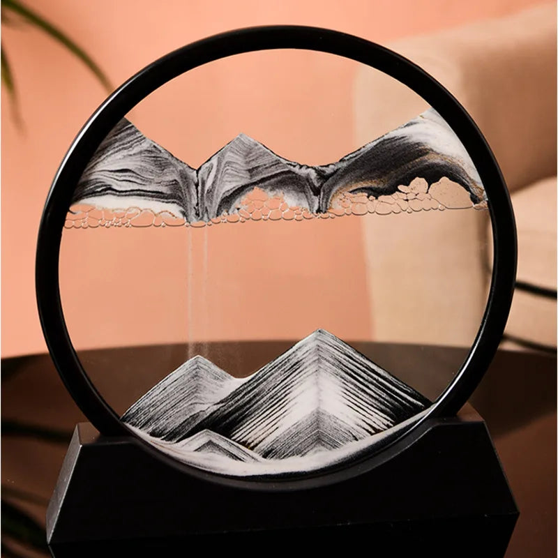 3D Moving Sand Art Picture Quicksand Craft Round Glass Deep Sea Sandscape Hourglass Flowing Sand Painting Luxury Home Decor Gift