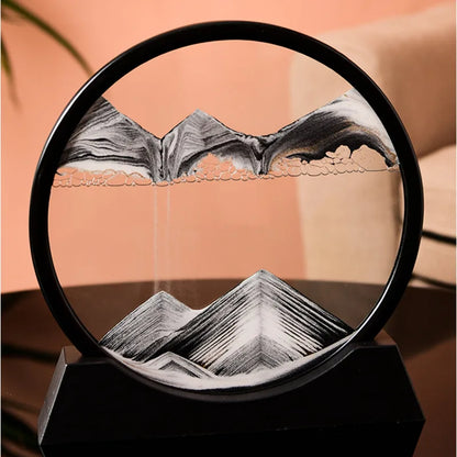 3D Moving Sand Art Picture Quicksand Craft Round Glass Deep Sea Sandscape Hourglass Flowing Sand Painting Luxury Home Decor Gift