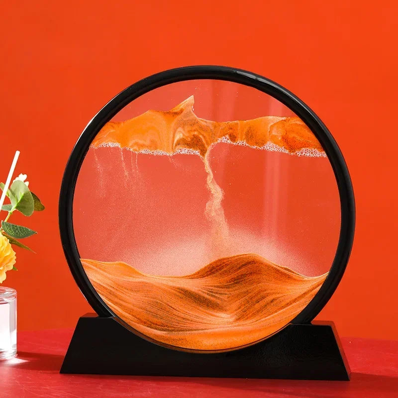 3D Moving Sand Art Picture Quicksand Craft Round Glass Deep Sea Sandscape Hourglass Flowing Sand Painting Luxury Home Decor Gift