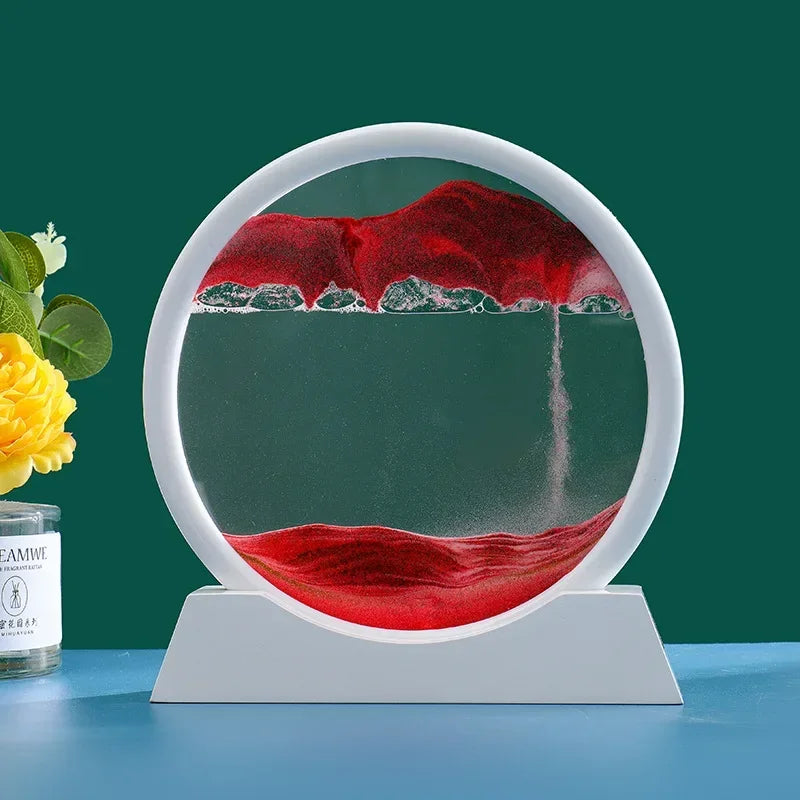 3D Moving Sand Art Picture Quicksand Craft Round Glass Deep Sea Sandscape Hourglass Flowing Sand Painting Luxury Home Decor Gift