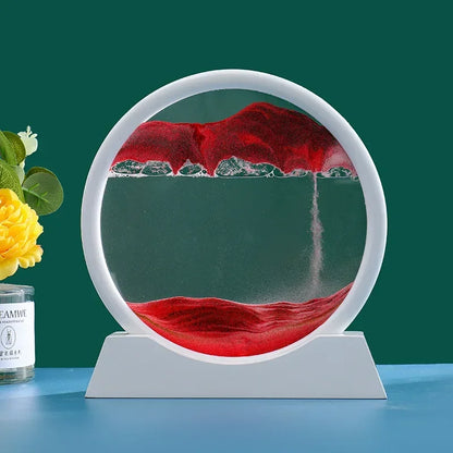 3D Moving Sand Art Picture Quicksand Craft Round Glass Deep Sea Sandscape Hourglass Flowing Sand Painting Luxury Home Decor Gift