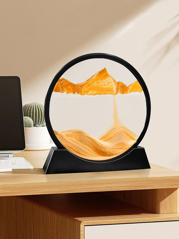 3D Moving Sand Art Picture Quicksand Craft Round Glass Deep Sea Sandscape Hourglass Flowing Sand Painting Luxury Home Decor Gift
