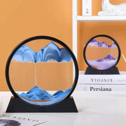 3D Moving Sand Art Picture Quicksand Craft Round Glass Deep Sea Sandscape Hourglass Flowing Sand Painting Luxury Home Decor Gift