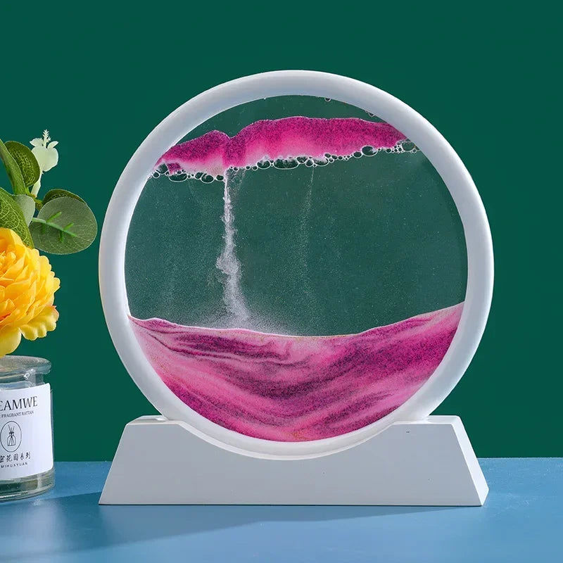 3D Moving Sand Art Picture Quicksand Craft Round Glass Deep Sea Sandscape Hourglass Flowing Sand Painting Luxury Home Decor Gift