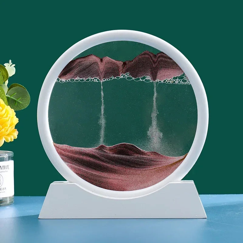 3D Moving Sand Art Picture Quicksand Craft Round Glass Deep Sea Sandscape Hourglass Flowing Sand Painting Luxury Home Decor Gift