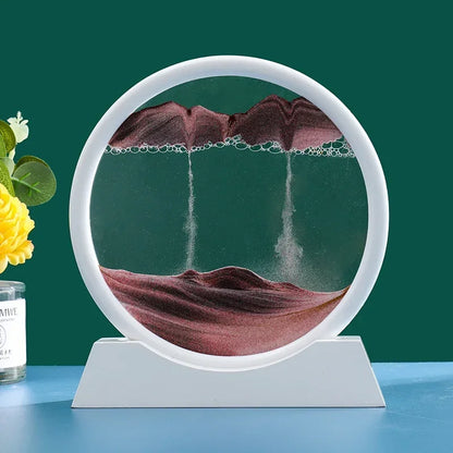 3D Moving Sand Art Picture Quicksand Craft Round Glass Deep Sea Sandscape Hourglass Flowing Sand Painting Luxury Home Decor Gift