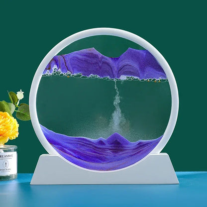 3D Moving Sand Art Picture Quicksand Craft Round Glass Deep Sea Sandscape Hourglass Flowing Sand Painting Luxury Home Decor Gift