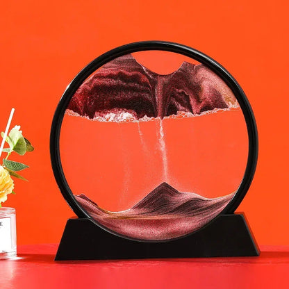 3D Moving Sand Art Picture Quicksand Craft Round Glass Deep Sea Sandscape Hourglass Flowing Sand Painting Luxury Home Decor Gift