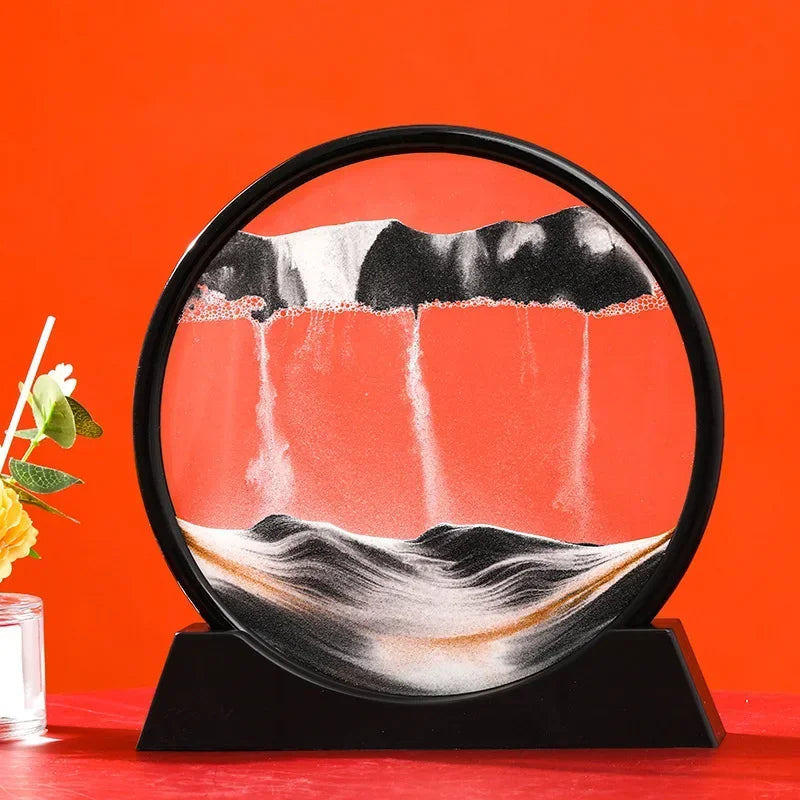 3D Moving Sand Art Picture Quicksand Craft Round Glass Deep Sea Sandscape Hourglass Flowing Sand Painting Luxury Home Decor Gift