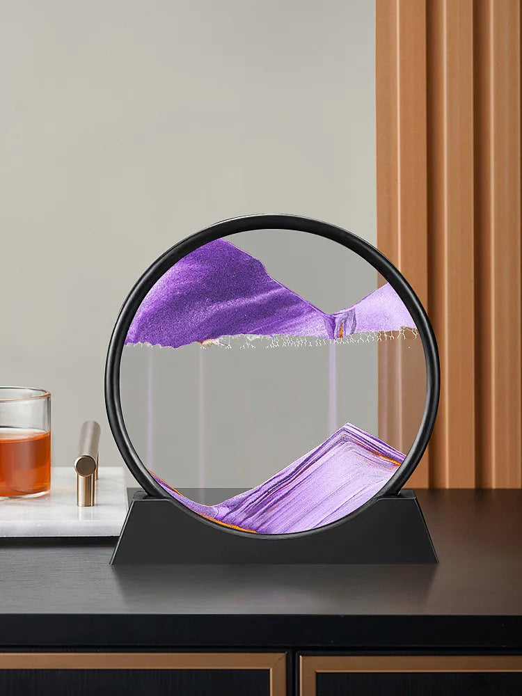 3D Moving Sand Art Picture Quicksand Craft Round Glass Deep Sea Sandscape Hourglass Flowing Sand Painting Luxury Home Decor Gift