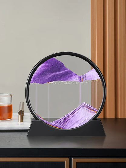 3D Moving Sand Art Picture Quicksand Craft Round Glass Deep Sea Sandscape Hourglass Flowing Sand Painting Luxury Home Decor Gift