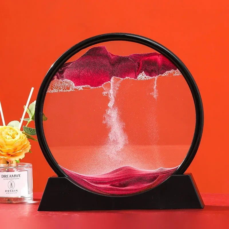 3D Moving Sand Art Picture Quicksand Craft Round Glass Deep Sea Sandscape Hourglass Flowing Sand Painting Luxury Home Decor Gift