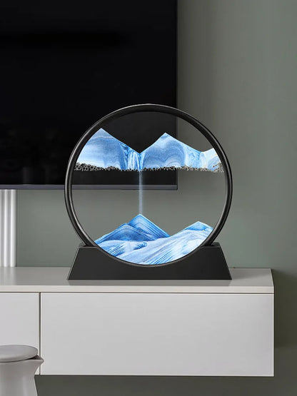 3D Moving Sand Art Picture Quicksand Craft Round Glass Deep Sea Sandscape Hourglass Flowing Sand Painting Luxury Home Decor Gift