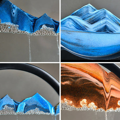 3D Moving Sand Art Picture Quicksand Craft Round Glass Deep Sea Sandscape Hourglass Flowing Sand Painting Luxury Home Decor Gift