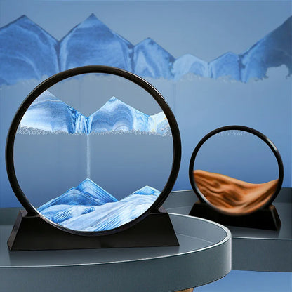 3D Moving Sand Art Picture Quicksand Craft Round Glass Deep Sea Sandscape Hourglass Flowing Sand Painting Luxury Home Decor Gift