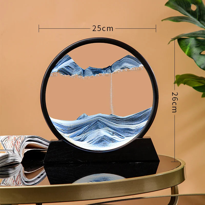 3D Moving Sand Art Picture Quicksand Craft Round Glass Deep Sea Sandscape Hourglass Flowing Sand Painting Luxury Home Decor Gift