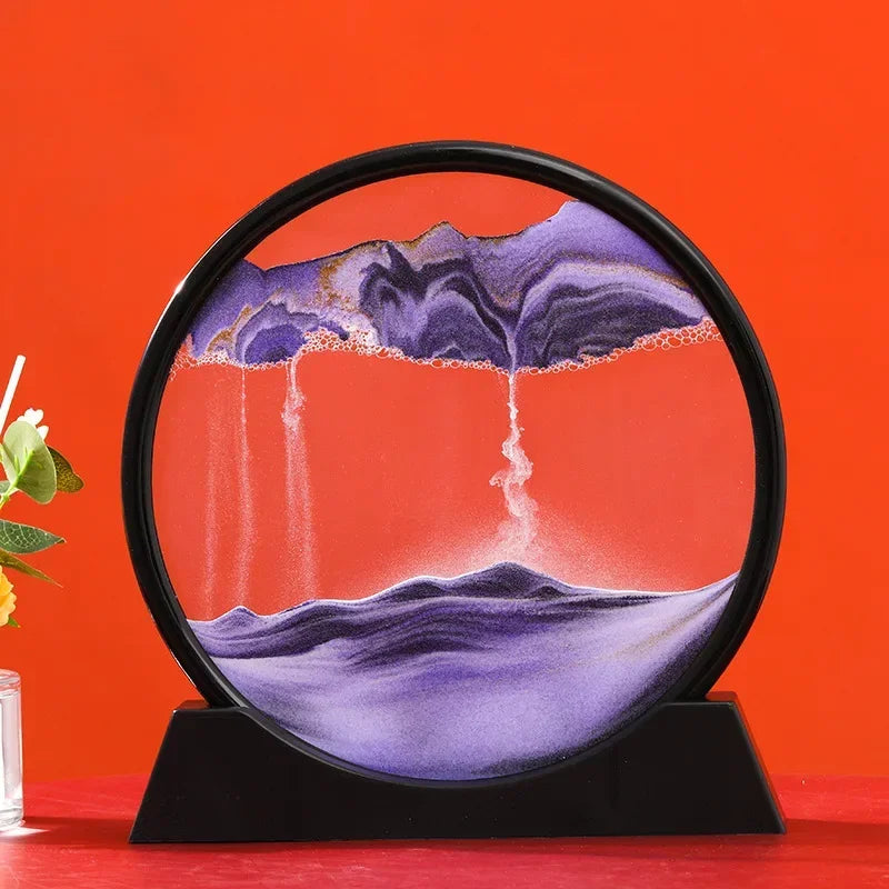 3D Moving Sand Art Picture Quicksand Craft Round Glass Deep Sea Sandscape Hourglass Flowing Sand Painting Luxury Home Decor Gift