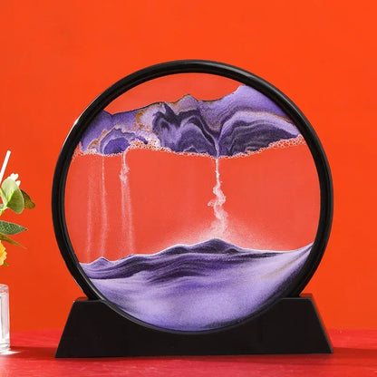 3D Moving Sand Art Picture Quicksand Craft Round Glass Deep Sea Sandscape Hourglass Flowing Sand Painting Luxury Home Decor Gift